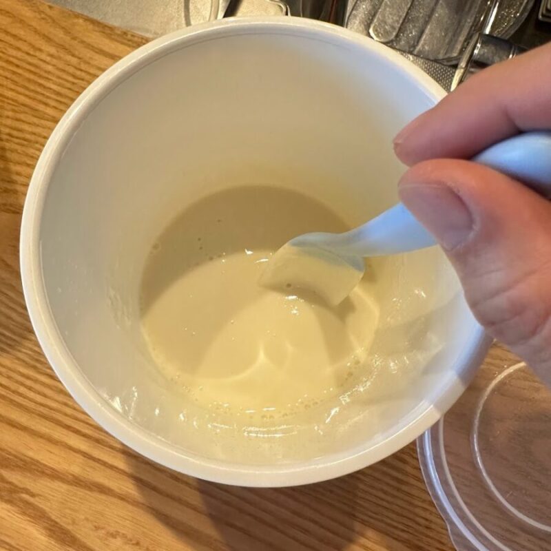 さらに豆乳を少量追加して混ぜ混ぜ